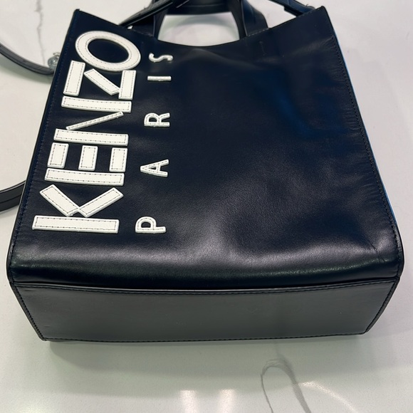 KENZO Paris logo black leather tote bag/crossbody bag - Picture 3 of 16